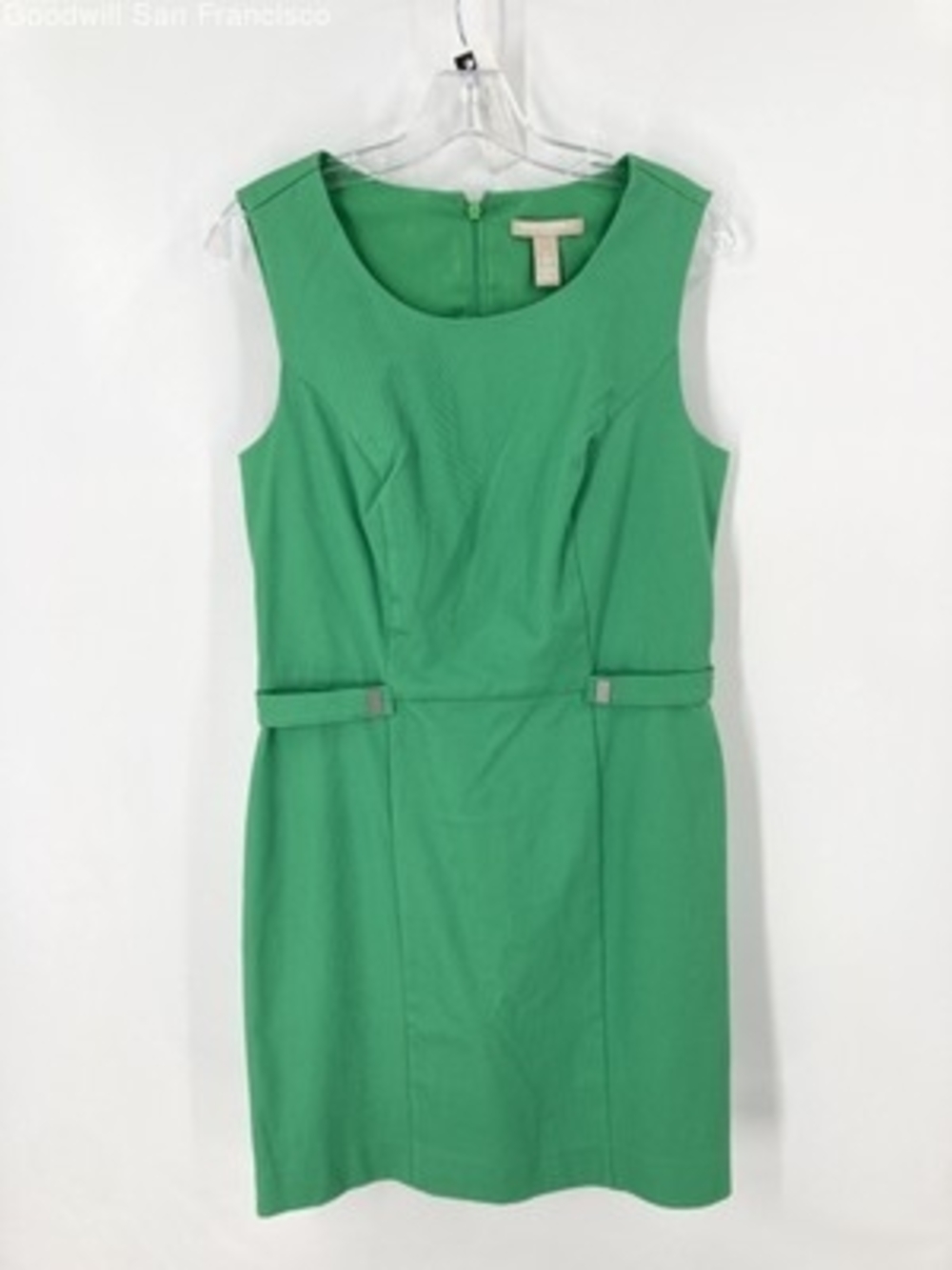 Banana Republic Designer Green Cotton Blend Scoop Neck Sheath Womens Dress 8